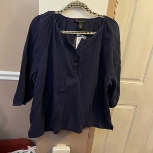 Preswick & Moore 2XL NWT Dark Blue Blouse